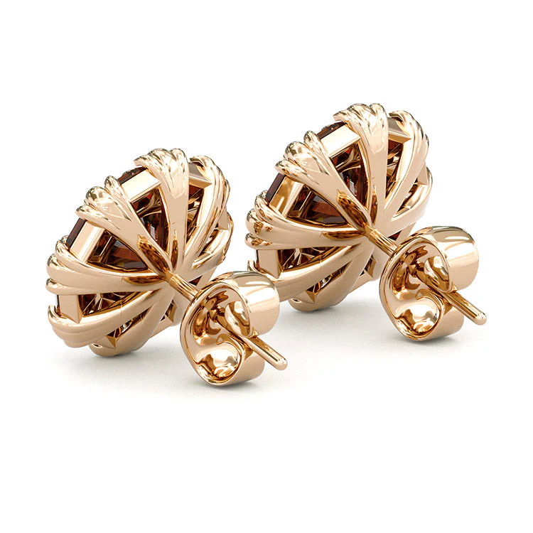 Sotiya Halo Round Cut Coffee Stud Earrings Sterling Silver-Sotiya