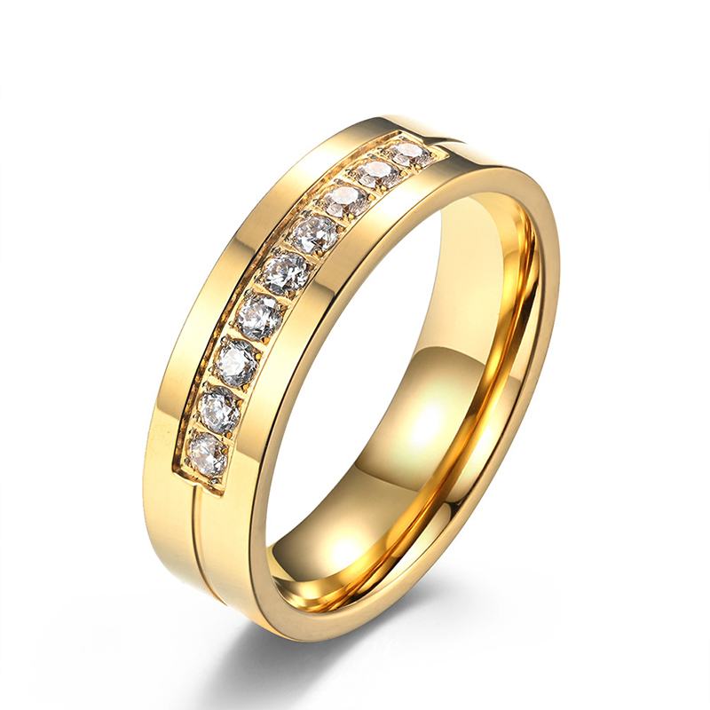 Sotiya Simple Yellow Gold Tone Women's Wedding Ring Titanium Steel-Sotiya