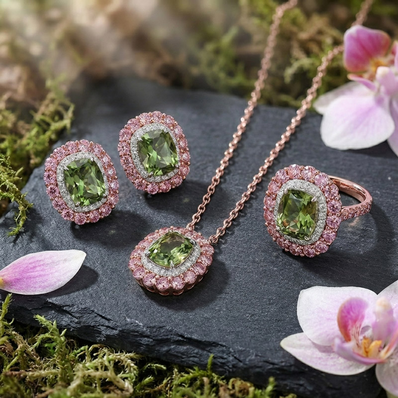 Sotiya Double Halo Cushion Cut Jewelry Set Sterling Silver-Sotiya