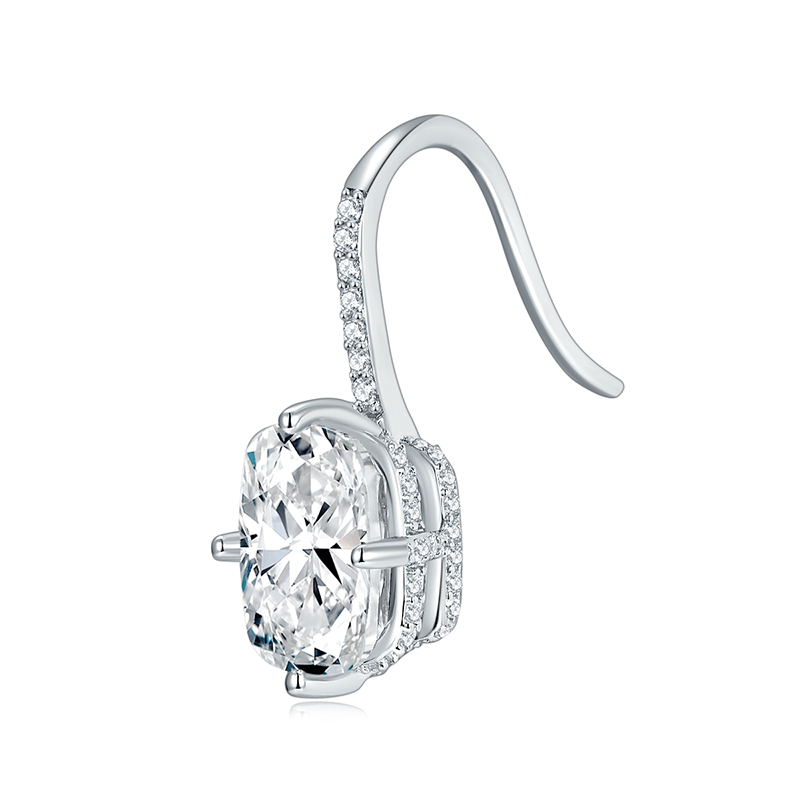 Sotiya Hidden Halo Radiant Cut Moissanite Drop Earrings Sterling Silver-Sotiya