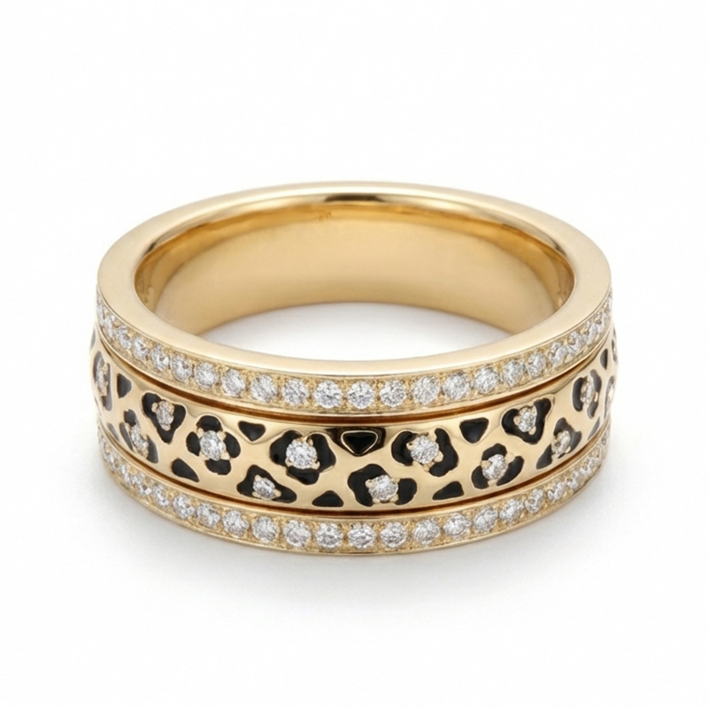 Sotiya Leopard Print Enamel Eternity Ring Sterling Silver-Sotiya