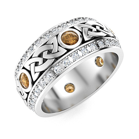 Sotiya Vintage Celtic Knot Round Cut Coffee Unisex Eternity Ring Sterling Silver