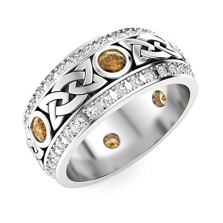 Sotiya Vintage Celtic Knot Round Cut Coffee Unisex Eternity Ring Sterling Silver