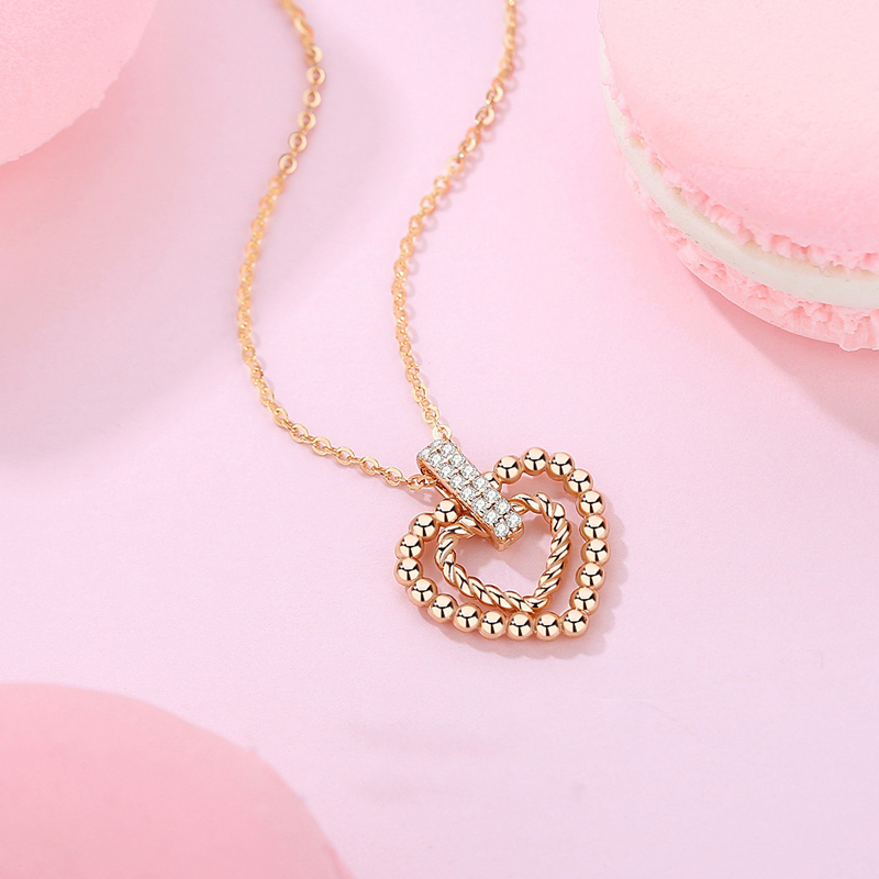 Sotiya Bead & Twisted Rope Design Heart Necklace Sterling Silver-Sotiya