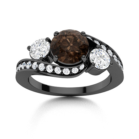 Sotiya Bypass Three Stone Coffee Round Cut Engagement Ring Sterling Silver-Sotiya