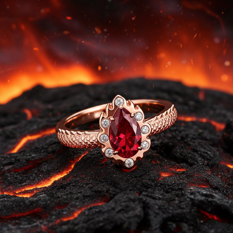 Sotiya Duskendale Fire & Blood Pear Cut Engagement Ring Sterling Silver-Sotiya