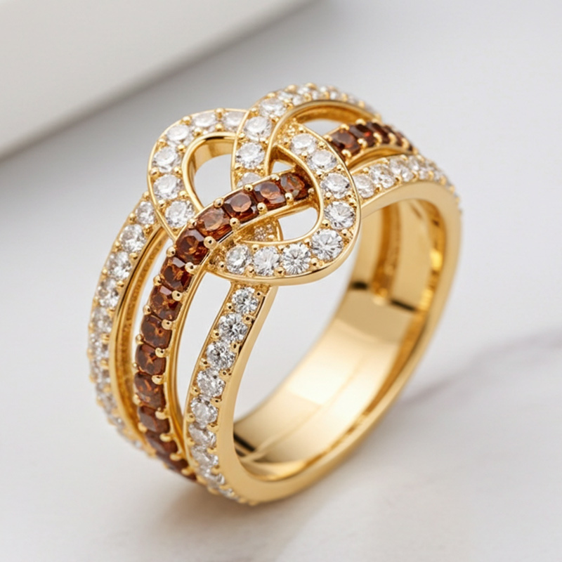 Sotiya Intertwined Knot Coffee Women's Wedding Ring Sterling Silver-Sotiya