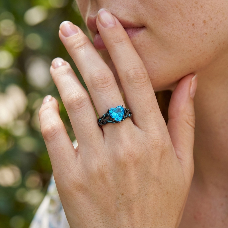 Sotiya Fluorescence Intertwined Heart Cut Engagement Ring Sterling Silver-Sotiya