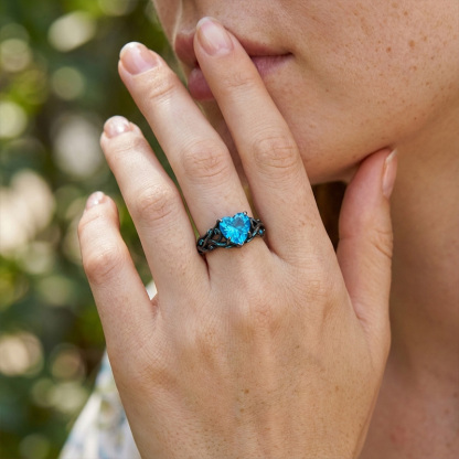 Sotiya Fluorescence Intertwined Heart Cut Engagement Ring Sterling Silver-Sotiya