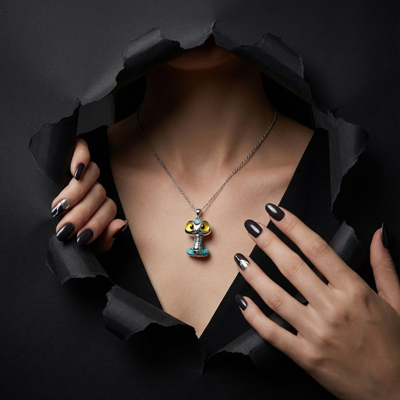 Animal City Snake Inspired Enamel Necklace-Sotiya