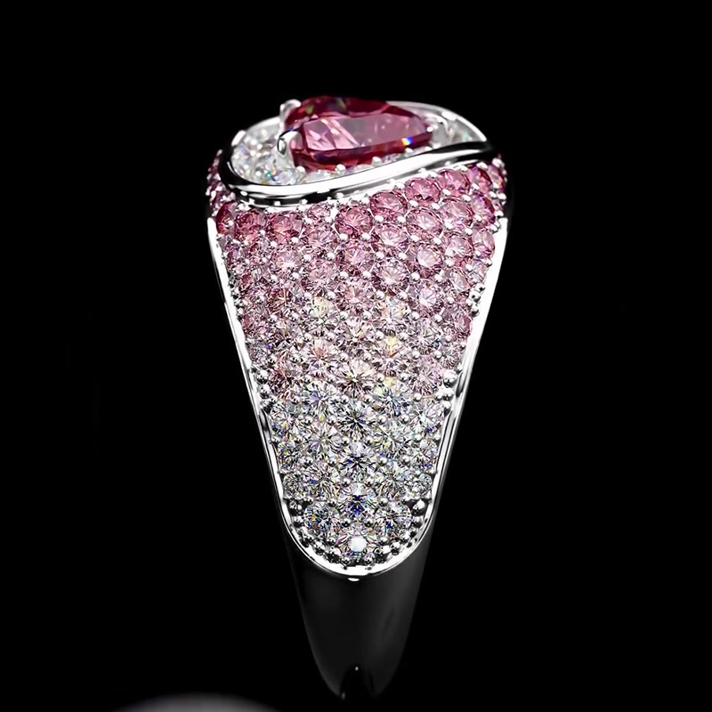 Sotiya Halo Heart Cut Gradient Micro Pave Coffee Engagement Ring Sterling Silver-Sotiya