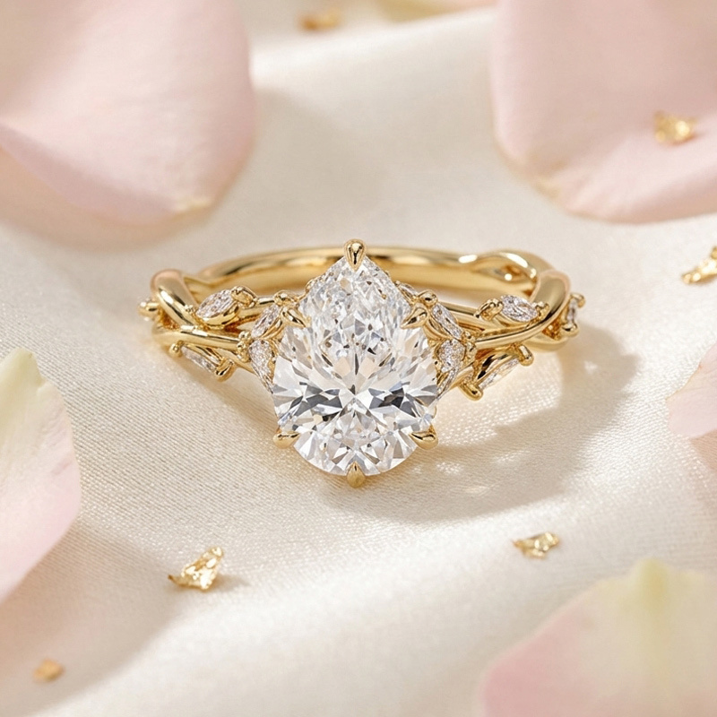 Sotiya Vines Twist Pear Cut Engagement Ring Sterling Silver