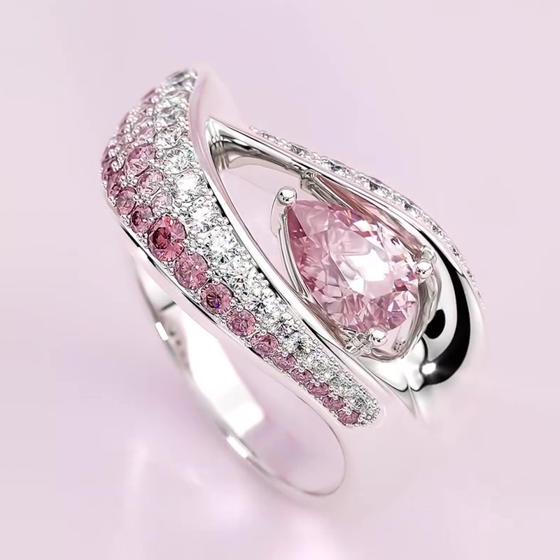 Sotiya Curved Pear Cut Cocktail Ring Sterling Silver-Sotiya