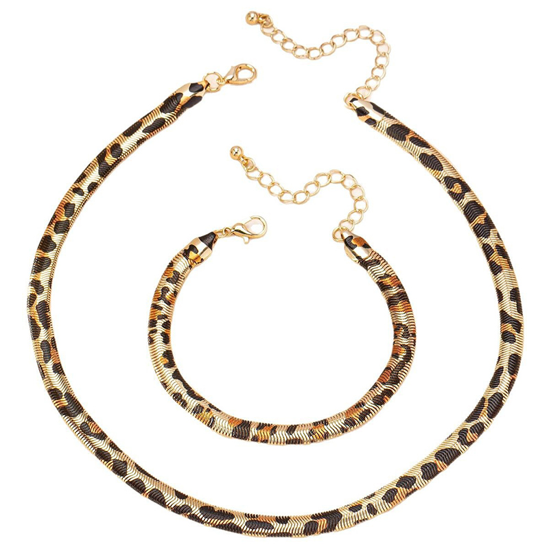 Sotiya Leopard Print Necklace & Bracelet Jewelry Set