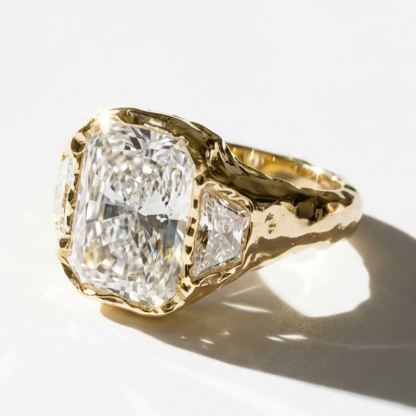 Sotiya Three Stone Radiant Cut Engagement Ring Sterling Silver-Sotiya