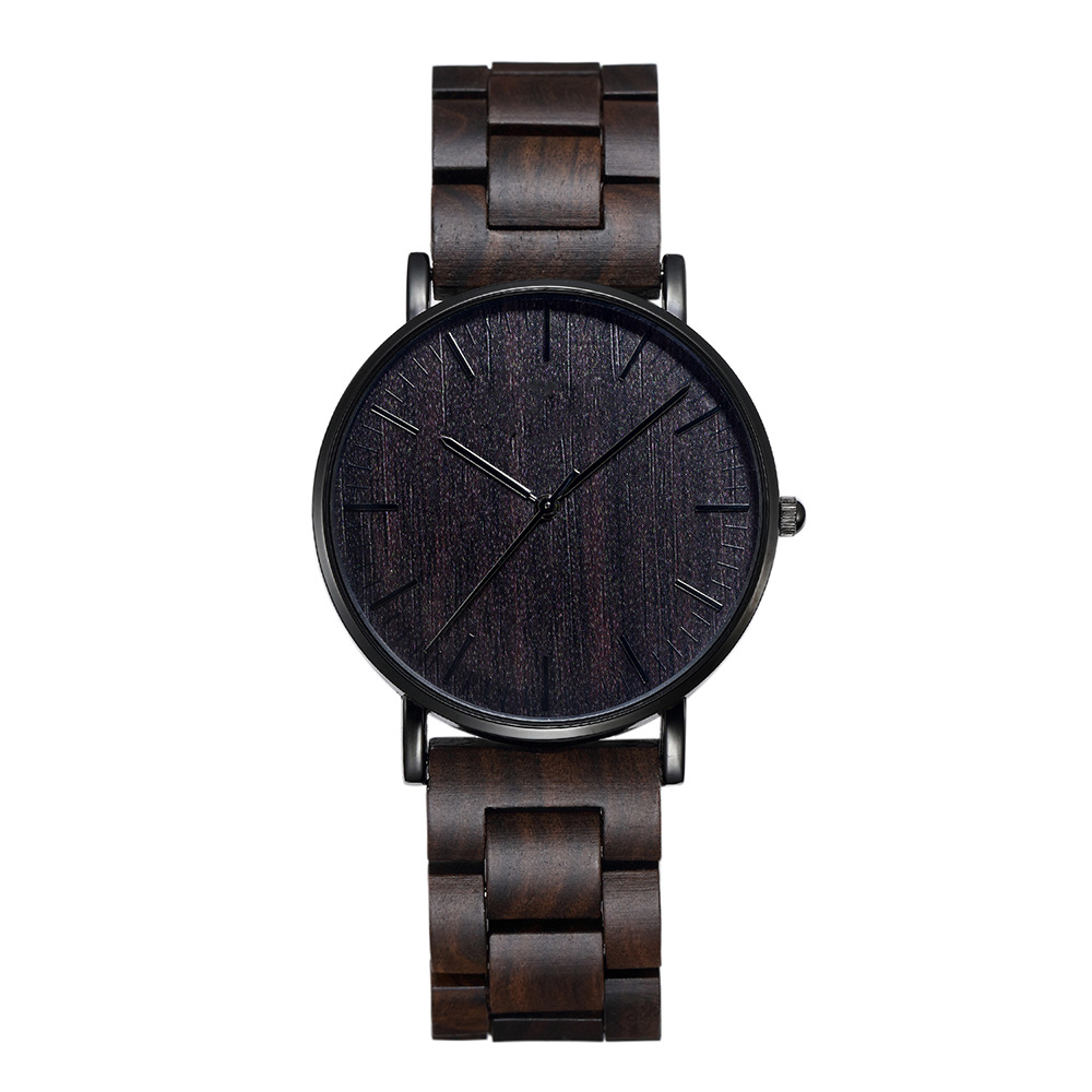Sotiya Simple Zebrawood Sandalwood Quartz Coffee Wooden Watch-Sotiya