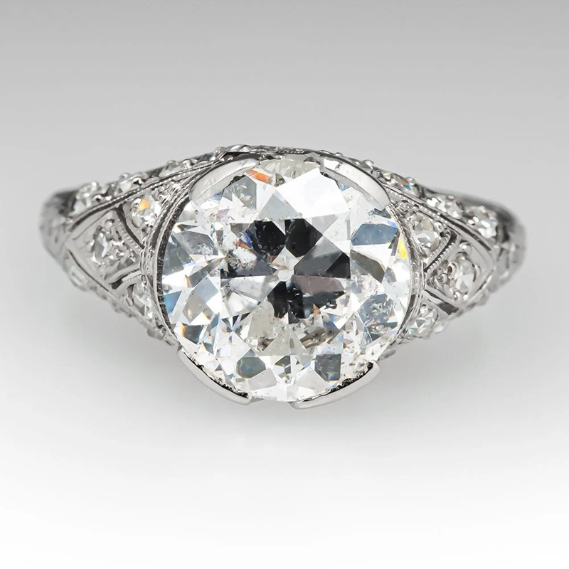 Sotiya Round Cut Vintage Engagement Ring Sterling Silver-Sotiya