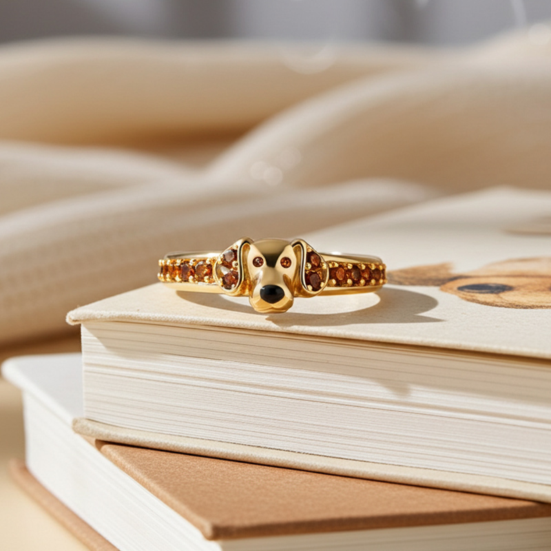 Sotiya Dachshund Coffee Cocktail Ring-Sotiya