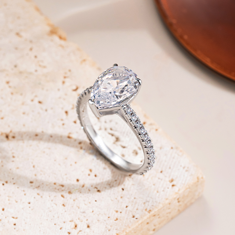 Sotiya Cathedral Pear Cut Engagement Ring High-carbon Zircon Sterling Silver-Sotiya