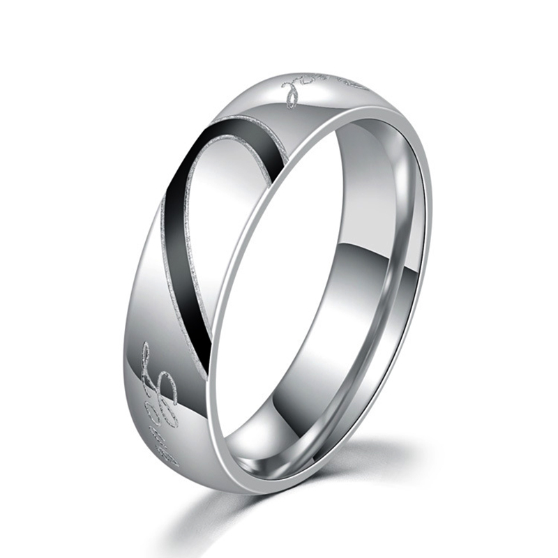 Sotiya Two Tone Heart Men's Wedding Ring Titanium Steel-Sotiya