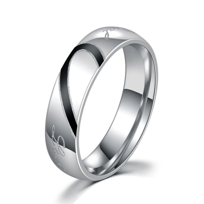 Sotiya Two Tone Heart Men's Wedding Ring Titanium Steel-Sotiya