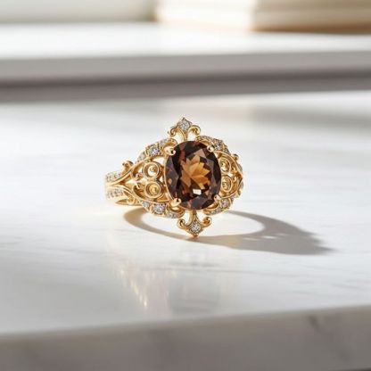 Sotiya Rococo Oval Cut Coffee Engagement Ring Sterling Silver-Sotiya