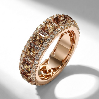 Sotiya Rose Gold Tone Asscher Cut Coffee Eternity Wedding Ring Sterling Silver