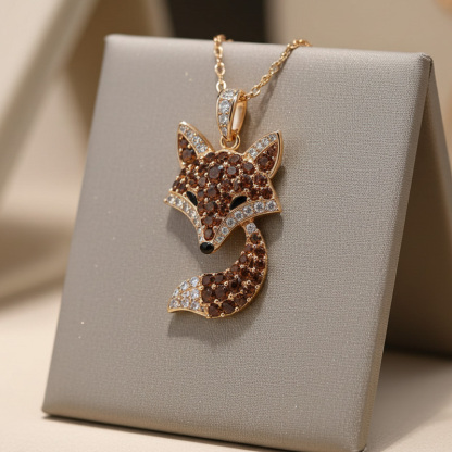 Sotiya Animal City Fox Design Coffee Pendant Necklace-Sotiya