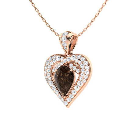 Sotiya Coffee Pear Cut Heart Necklace Sterling Silver-Sotiya