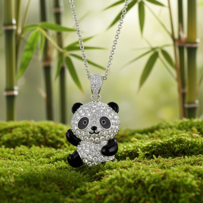 Sotiya Panda Black Enamel Pendant Necklace-Sotiya