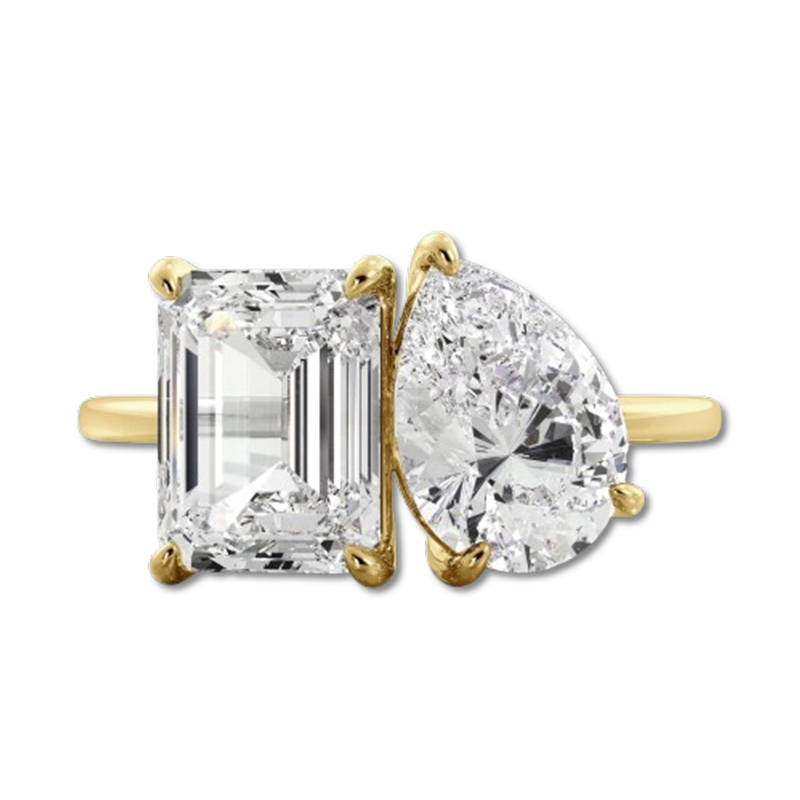 Sotiya 12 Birthstones Toi et Moi Emerald and Pear Cut Two Stone Engagement Ring Sterling Silver-Sotiya