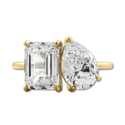 Sotiya 12 Birthstones Toi et Moi Emerald and Pear Cut Two Stone Engagement Ring Sterling Silver-Sotiya