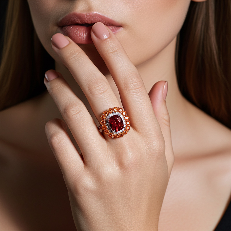 Sotiya Cathedral Double Halo Cushion Cut Engagement Ring Sterling Silver-Sotiya