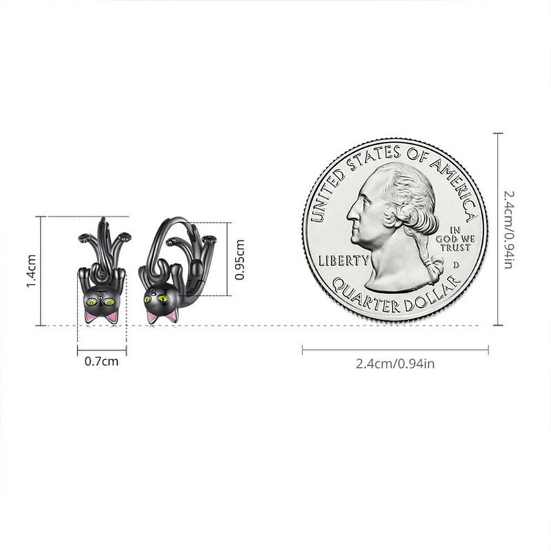 Sotiya Cute Black Cat Hoop Earrings Sterling Silver-Sotiya
