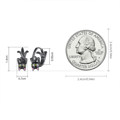 Sotiya Cute Black Cat Hoop Earrings Sterling Silver-Sotiya