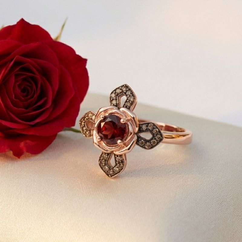 Sotiya Rose Design Faith Cross Coffee Round Cut Cocktail Ring Sterling Silver-Sotiya