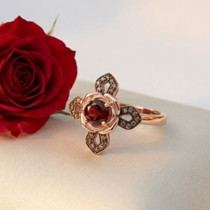 Sotiya Rose Design Faith Cross Coffee Round Cut Cocktail Ring Sterling Silver-Sotiya