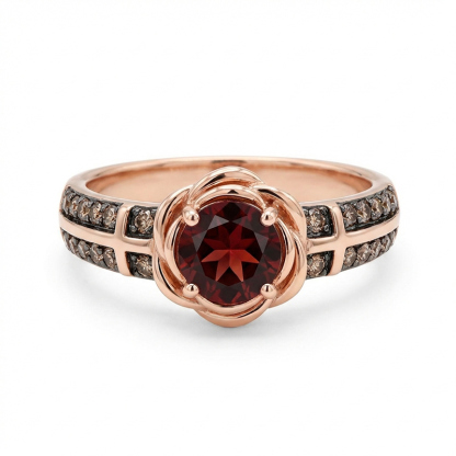 Sotiya Rose Design Faith Cross Coffee Round Cut Engagement Ring Sterling Silver-Sotiya