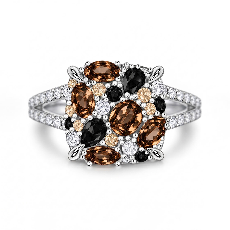Sotiya Micro Pave Coffee Ombre Multi Colored Ring Sterling Silver