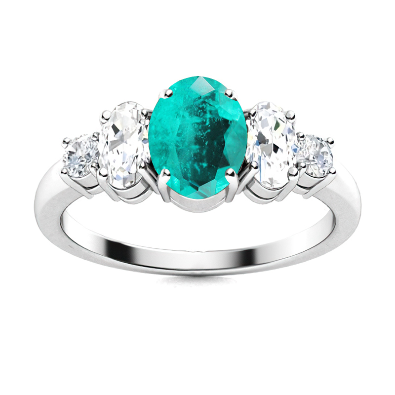 Sotiya Sidestone Paraiba Oval Cut Engagement Ring Sterling Silver-Sotiya