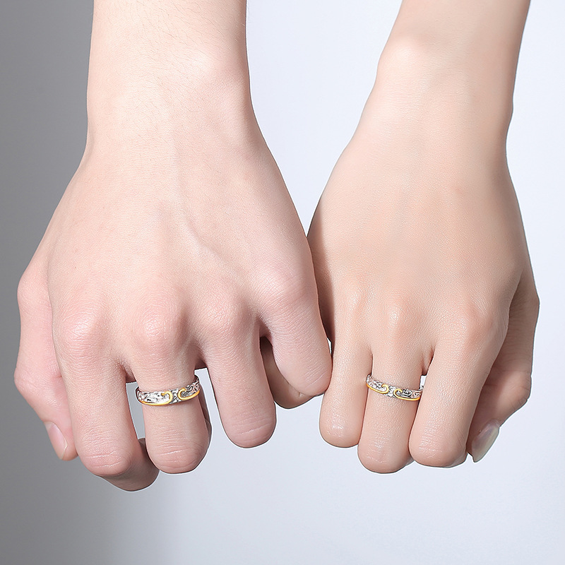 Sotiya Black Myth Wukong Two Tone Adjustable Couple Rings Sterling Silver-Sotiya
