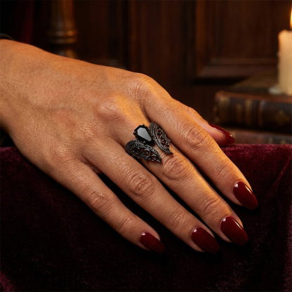 Sotiya Vintage Bat Coffin Cut Wedding Bridal Ring Set Sterling Silver-Sotiya