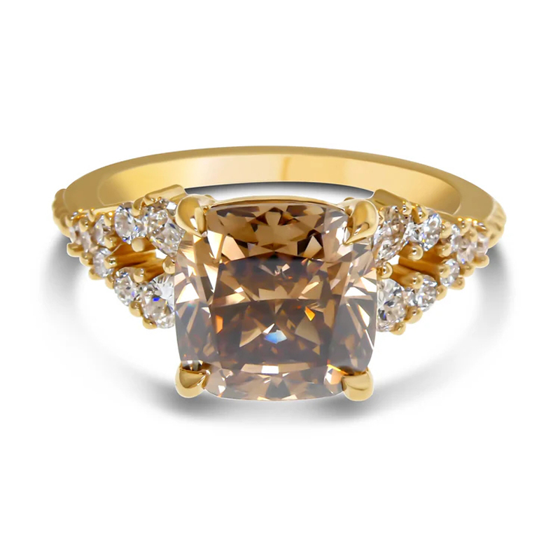 Sotiya Sidestone Coffee Cushion Cut Engagement Ring Sterling Silver-Sotiya