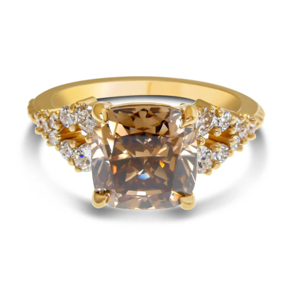 Sotiya Sidestone Coffee Cushion Cut Engagement Ring Sterling Silver-Sotiya