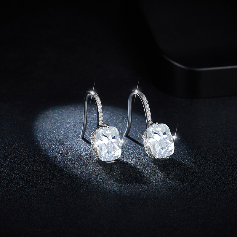 Sotiya Hidden Halo Radiant Cut Moissanite Drop Earrings Sterling Silver-Sotiya