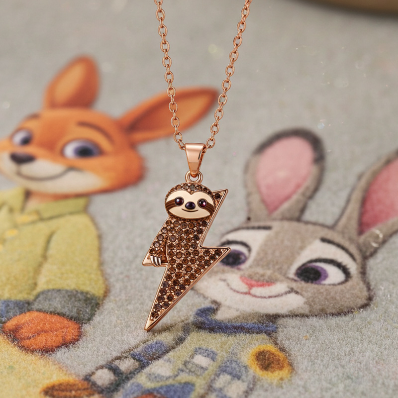 Sotiya Animal City Sloth Inspired Lightning Coffee Necklace-Sotiya