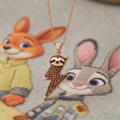 Sotiya Animal City Sloth Inspired Lightning Coffee Necklace-Sotiya