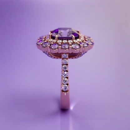 Sotiya Cathedral Double Halo Amethyst Purple Asscher Cut Engagement Ring Sterling Silver-Sotiya