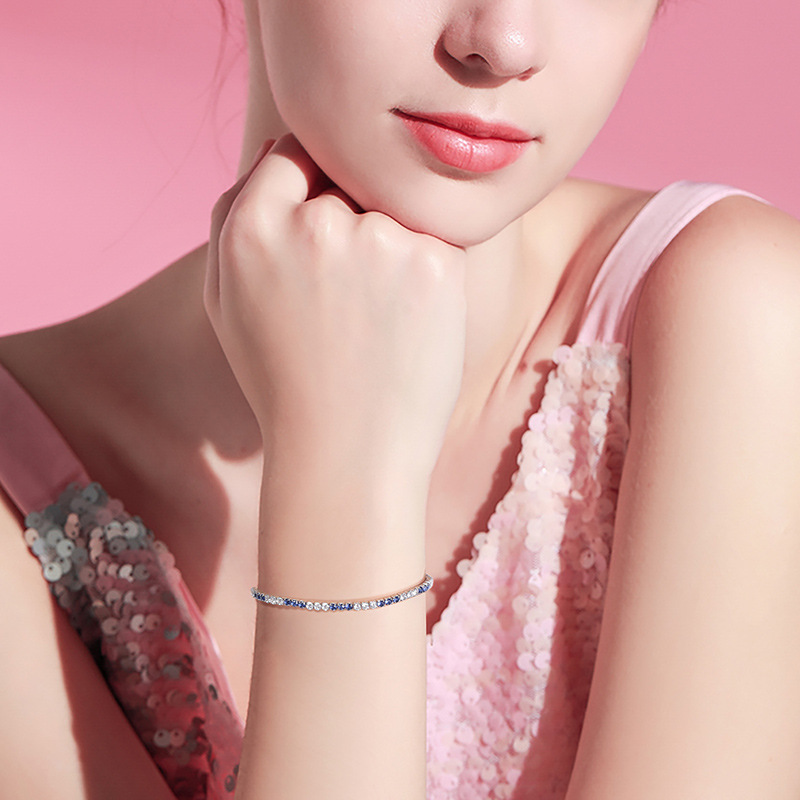 Sotiya Alternating Round Cut Tennis Bracelet Sterling Silver