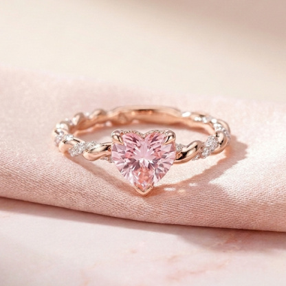 Sotiya Twist Heart Cut Pink VVS Moissanite Engagement Ring Sterling Silver
